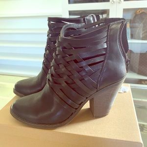Black leather booties